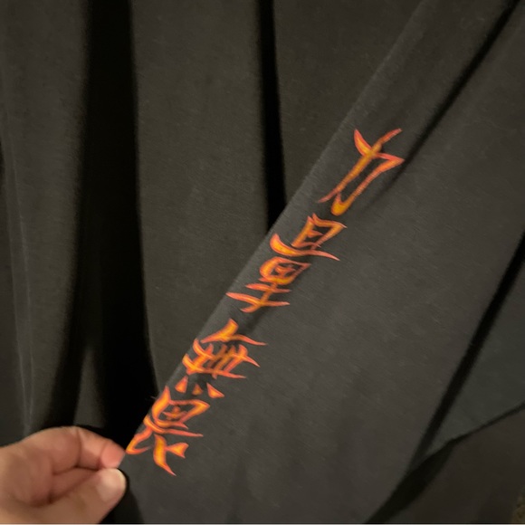 Black Long-sleeve Tee with Tiger on Front and Back, Size XL - Picture 3 of 5